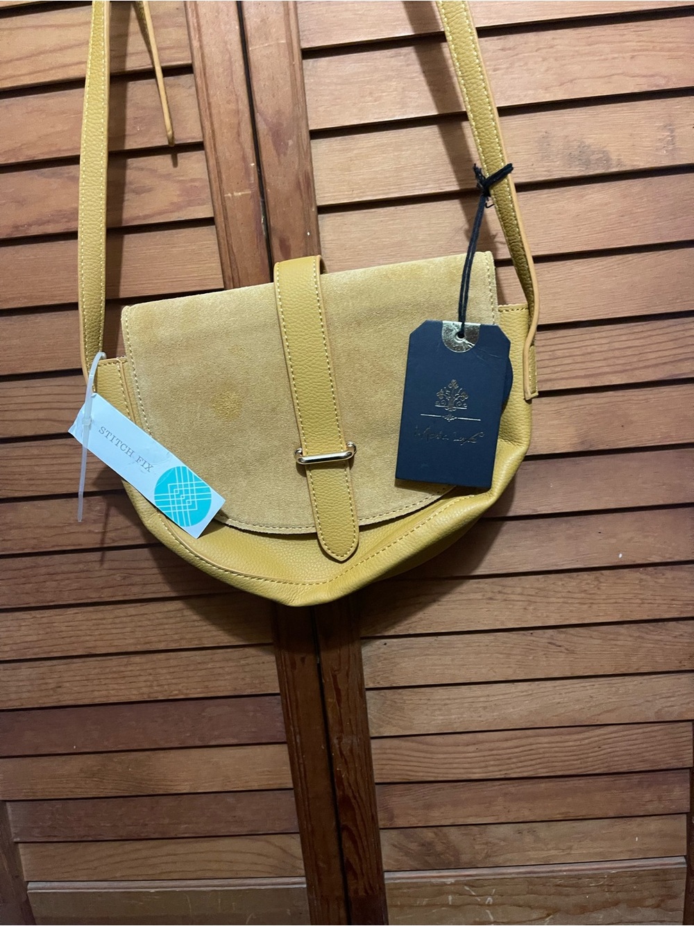 Moda Yellow Suede & Leather Crossbody Bag